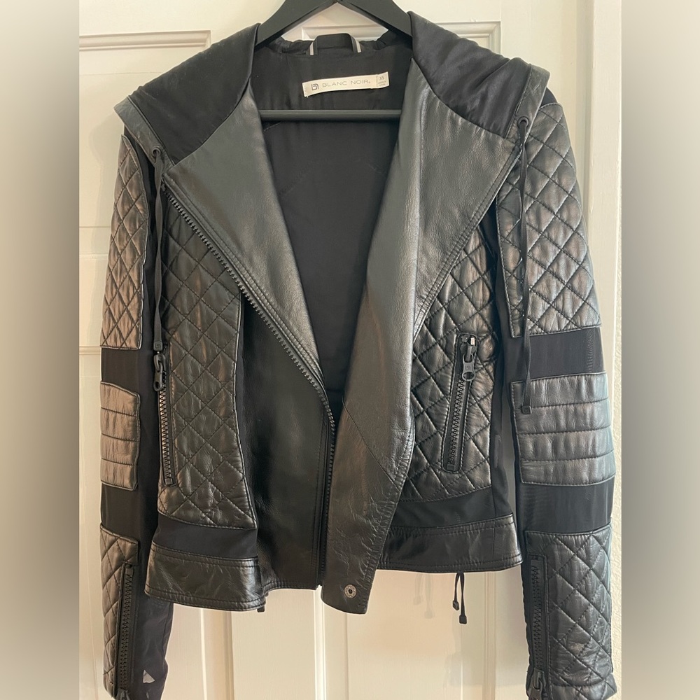 Blanc Noir leather crop jacket size XS